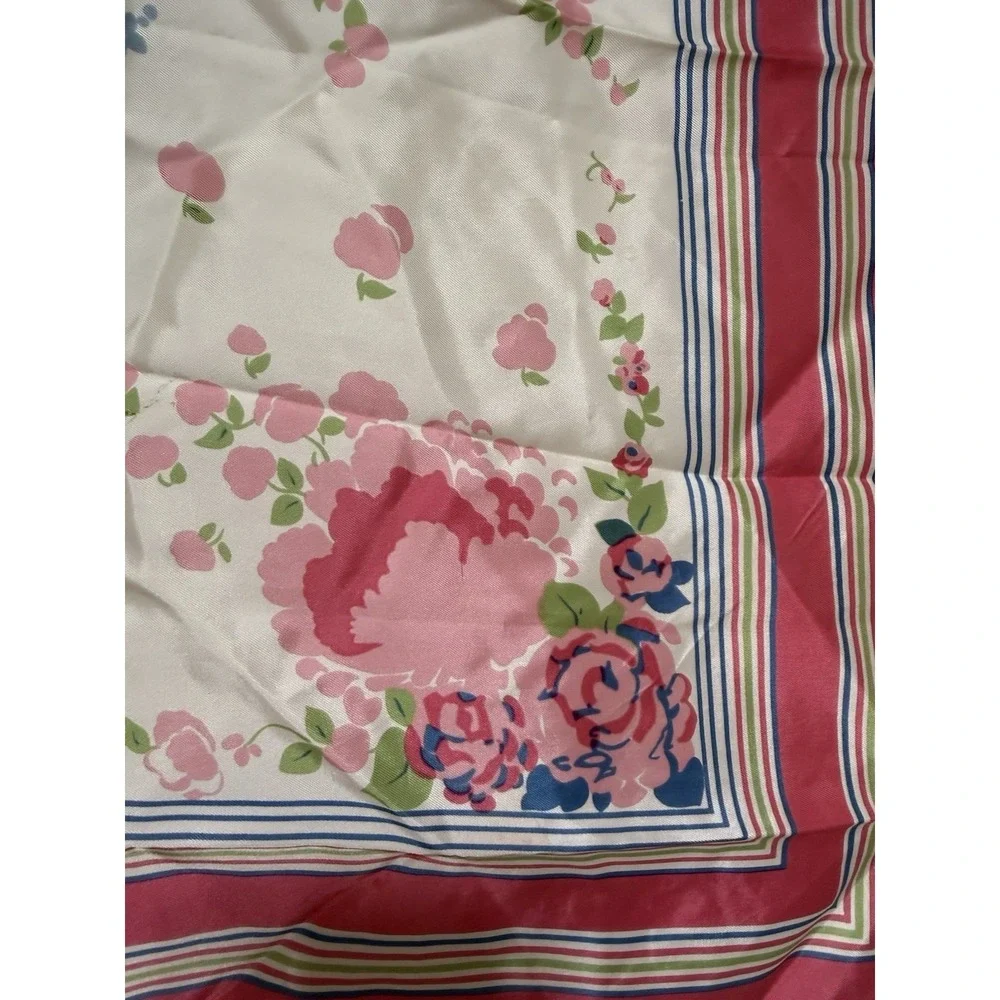 Vintage‎ Morsly NY Pink Blue Hydrangea Floral Roses Acetate Scarf Product Japan
